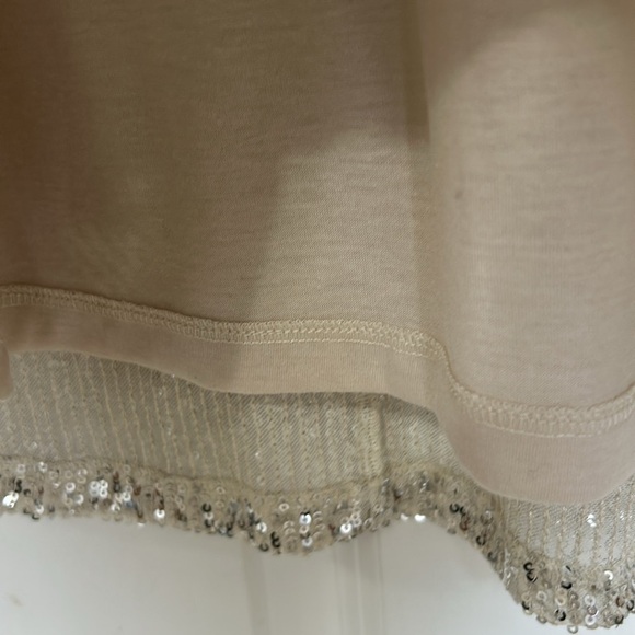 7 For All Mankind sparkly sequins slip shirt dress size small short sleeve cream - Picture 7 of 8